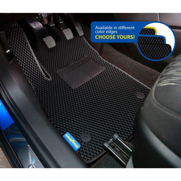 Goodyear Custom Fit Car Floor Liners for Chevrolet Trax 2015-2021/Buick Encore 2013-2021,Black/Black 5 Pc. Set,All-Weather Diamond Shape Liner Traps Dirt,Liquid, Precision Interior Coverage - GY004962