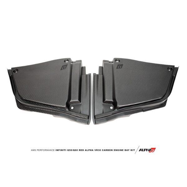 AMS Infiniti Q50 / Q60 Red Alpha Matte Carbon Rear Engine Bay Cover Set