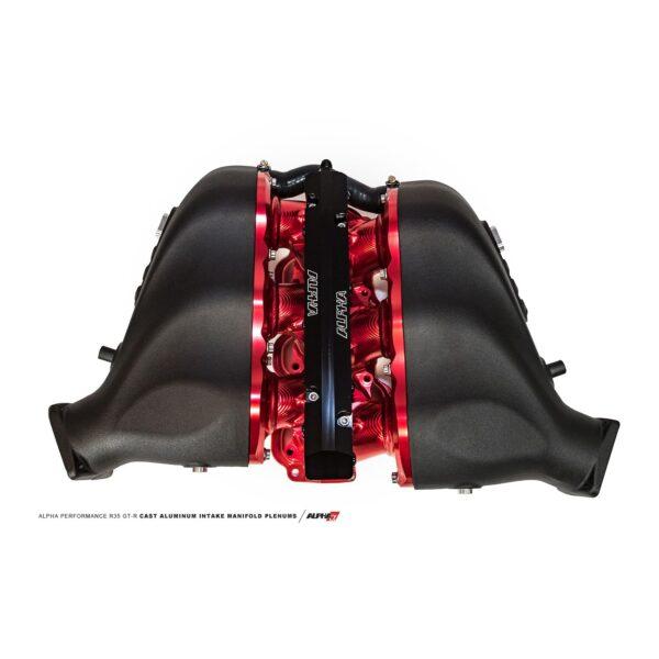 Alpha R35 Carbon Fiber Intake Manifold - w/ Aux Fuel Rail (12 injectors), Red