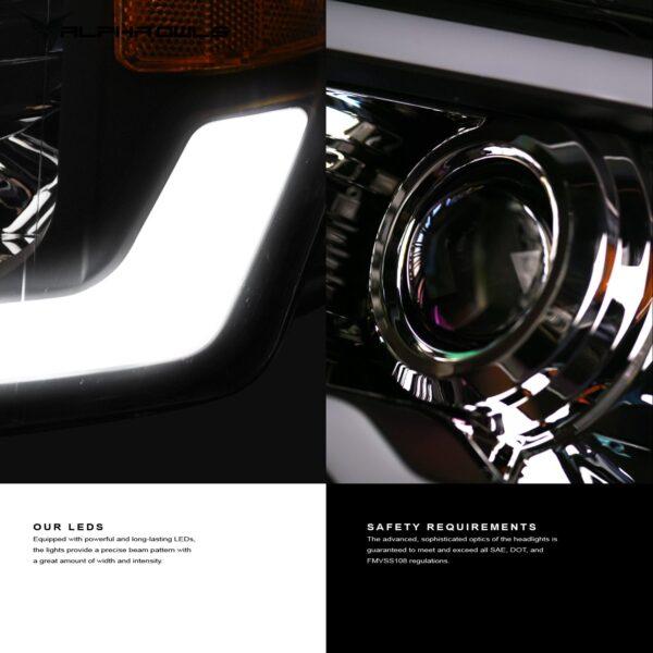 Alpha Owls 2012-2015 Chevy Malibu LMP Series Headlights (Halogen Projector Black housing w/ LumenX Light Bar)