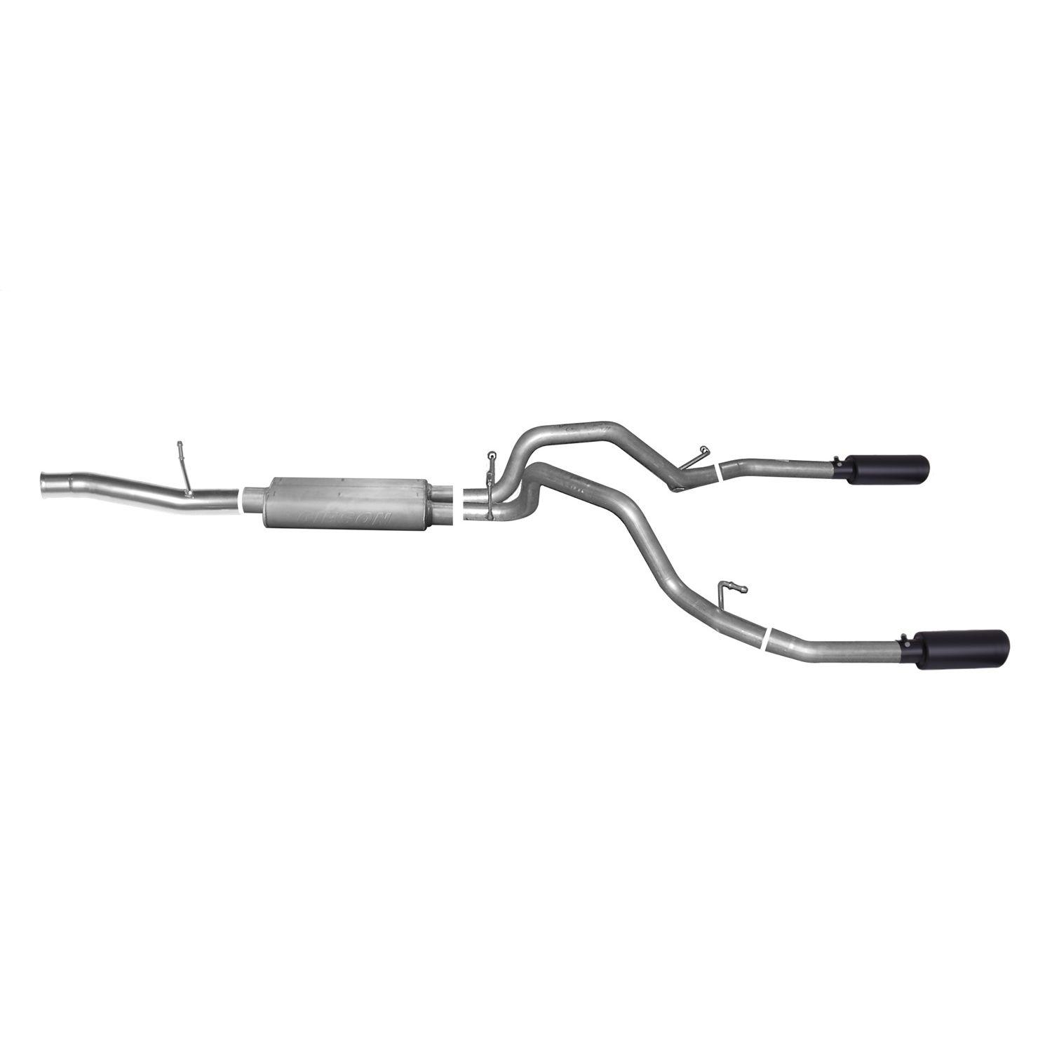 Black Elite Cat-Back Dual Split Exhaust System; Stainless